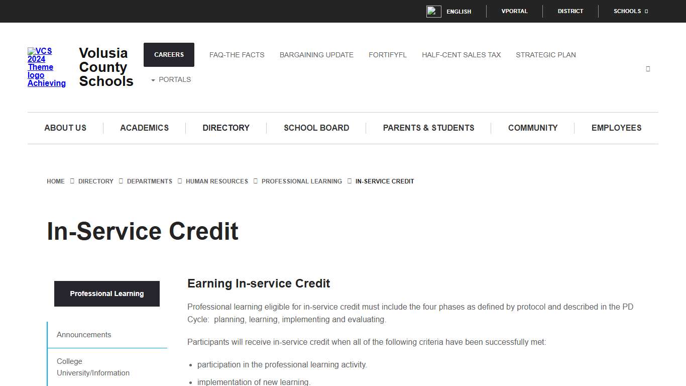 In-Service Credit - Volusia County Schools